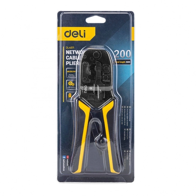 Deli Tools EDL4971 Szczypce do zarabiania wtyków ethernetowych, 4/6/8P, RJ45/RJ14/RJ12/RJ9