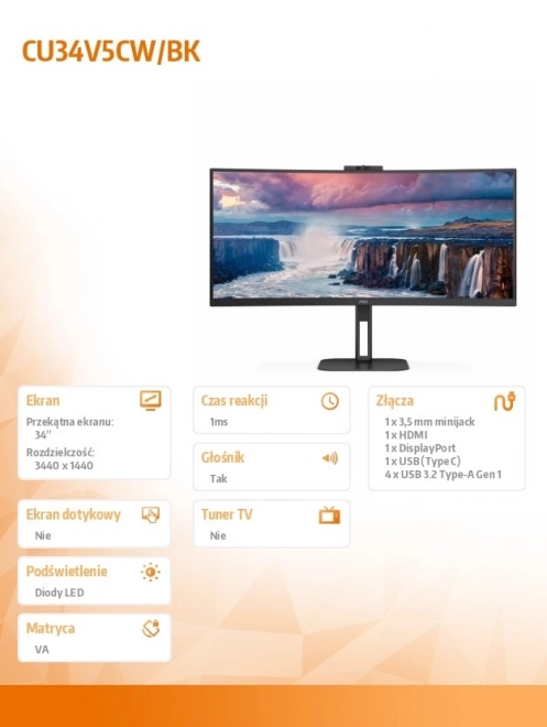 Zakrzywiony monitor AOC CU34V5CW 34"
