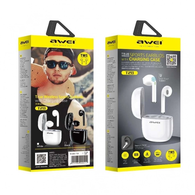 Słuchawki Bluetooth T28 TWS z dokującą stacją białe