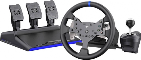 Kierownica gamingowa PXN V99 z 3 pedałami i dźwignią zmiany biegów (PC, PS3, PS4, Xbox One, Switch)