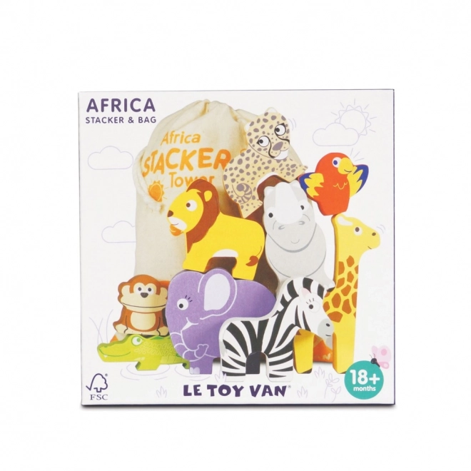 Le Toy Van Petilou Wieża do Układania Afryka 9 szt.