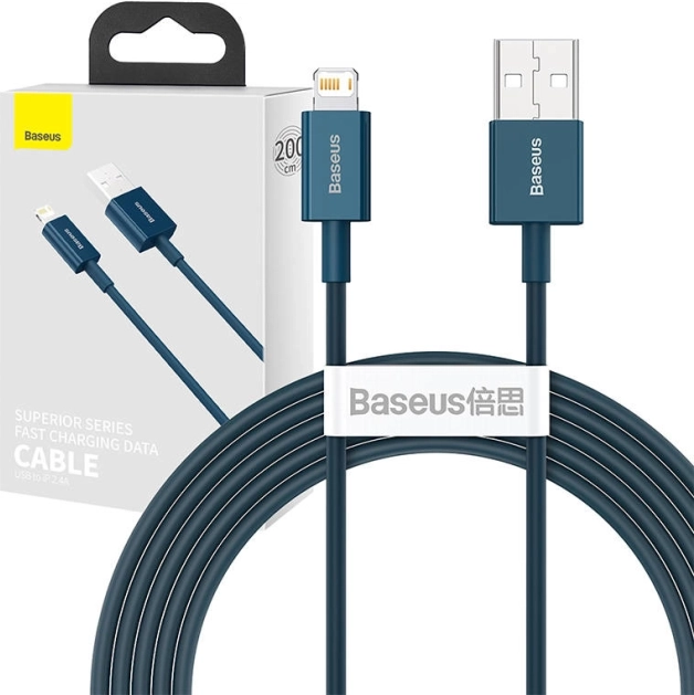 Baseus USB‑A do Lightning kabel 2 m, 2,4 A – niebieski