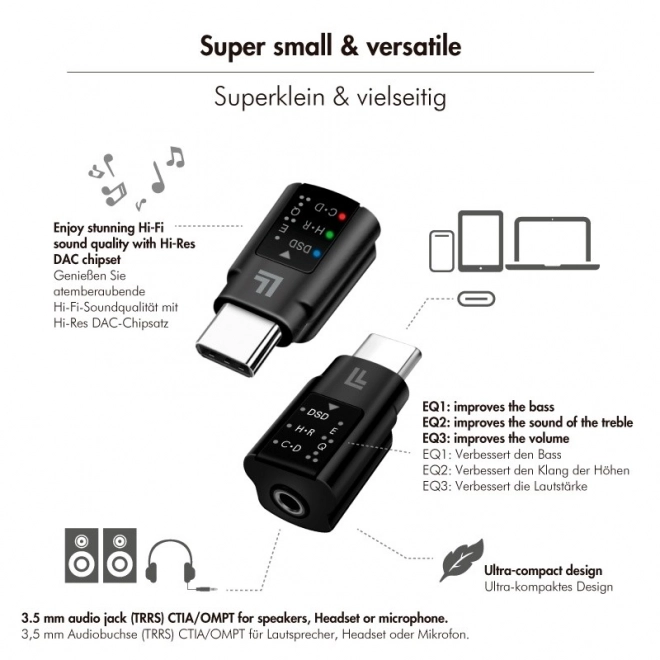 Adapter audio USB-C/M na 3.5mm/F z DAC i EQ