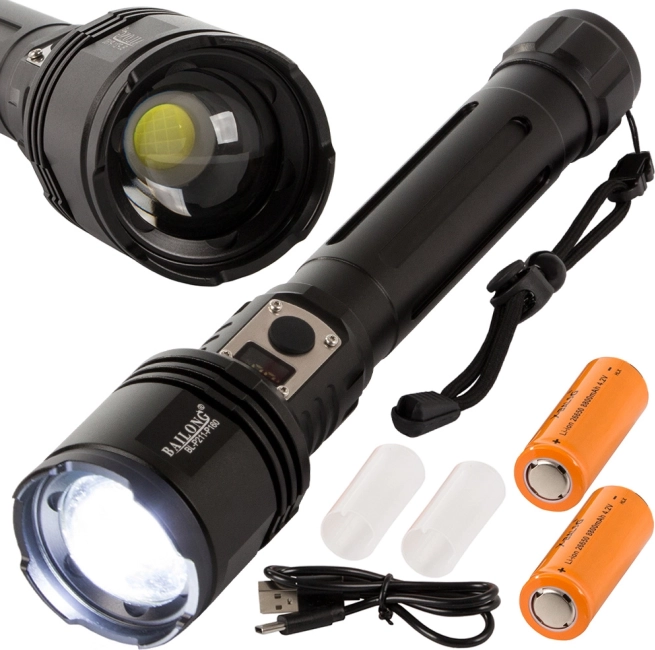 Latarka taktyczna Bailong z diodą LED CREE XHP160 i funkcją powerbanku