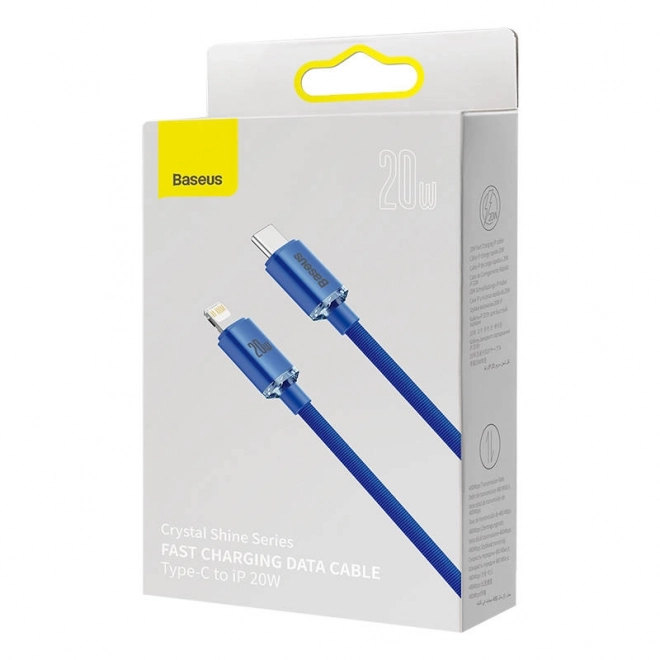 Baseus Crystal Shine kabel USB-C na Lightning 20W PD 2m niebieski