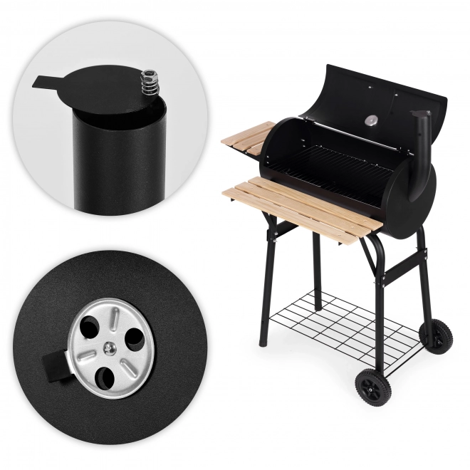 Duży grill ogrodowy z termometrem i kominem