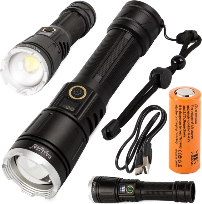 Wojskowa taktyczna latarka z diodą LED Cree XHP160 i zoomem