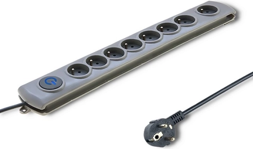 Ochrona przeciwprzepięciowa Quick Switch 8 gniazd, 3 m, szara