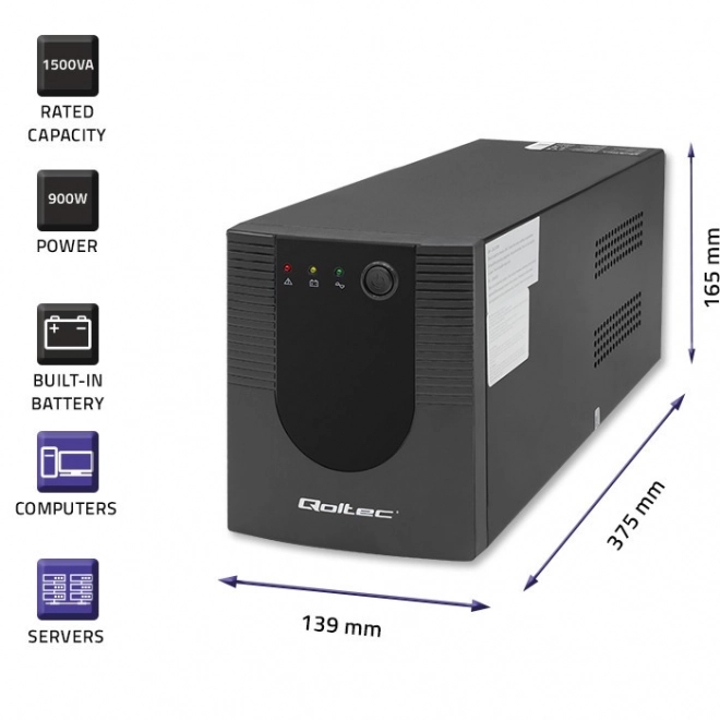 Zasilacz awaryjny UPS Qoltec 1500VA 900W