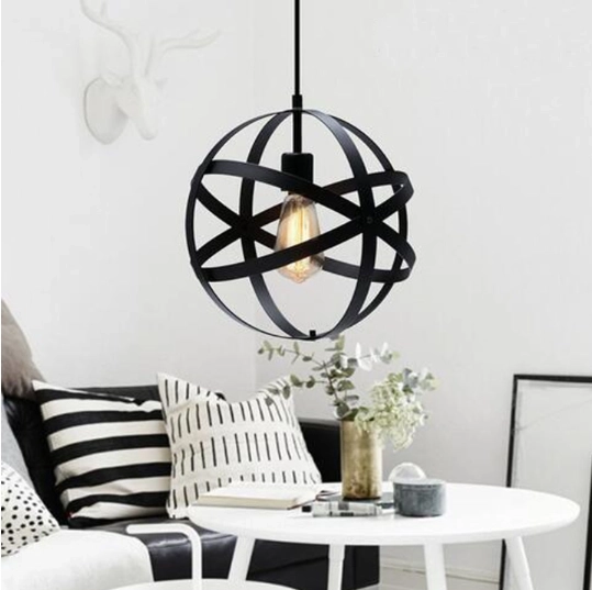 Lampa wisząca Loft, Industrial - kula, czarna