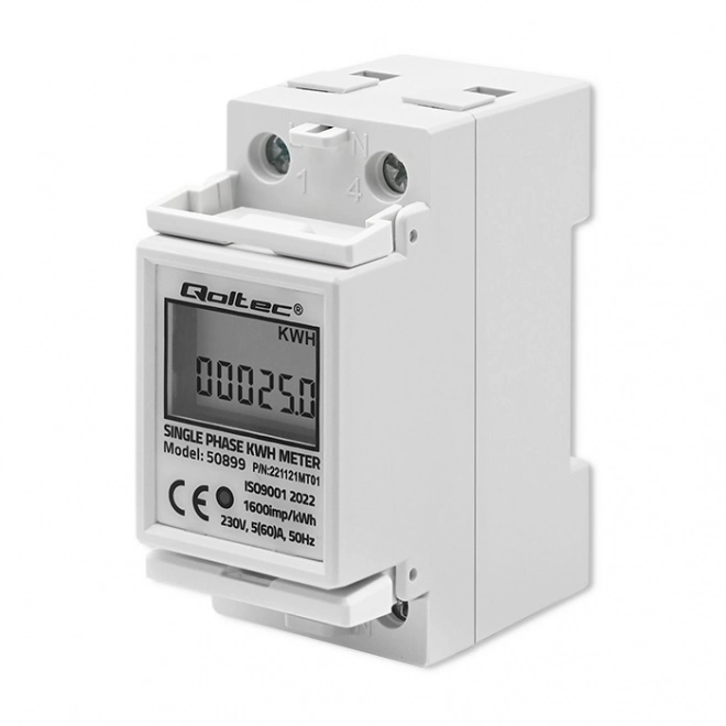 Elektroniczny licznik energii jednofazowy | Szyna DIN | 230V | LCD | 2P