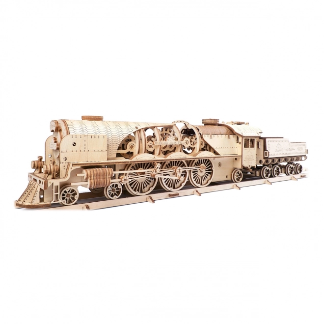 Ugears 3D puzzle - Lokomotywa V-express z wagonem 538 elementów