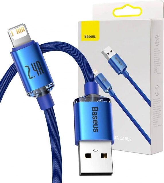 Baseus Crystal Shine kabel USB na Lightning 2,4 A 1,2 m – Niebieski