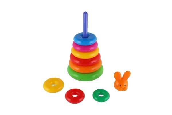 Piramidka składanka z plastikowymi krążkami 28cm assort 2 rodzaje w siatce 12m+