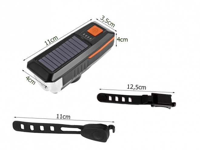 Przednie światło LED do roweru z ładowaniem solarnym i syreną