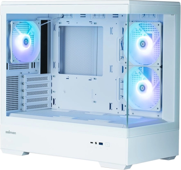 Obudowa komputerowa MicroATX mini tower z panoramicznym szkłem i 3 wentylatorami ARGB – biała