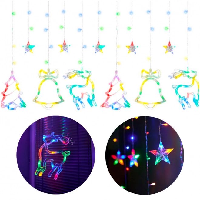 LED kolorowa kurtyna z motywami świątecznymi - 2,5 m, 138 LED