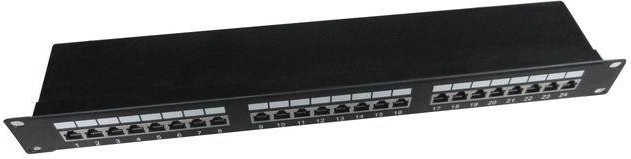 Panel krosowy 24 porty 1U 19" Cat.5e z organizacją kabli, czarny