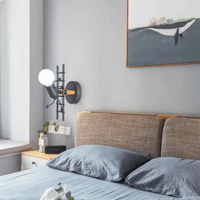 Ścienna lampa Loft Humanoid czarna