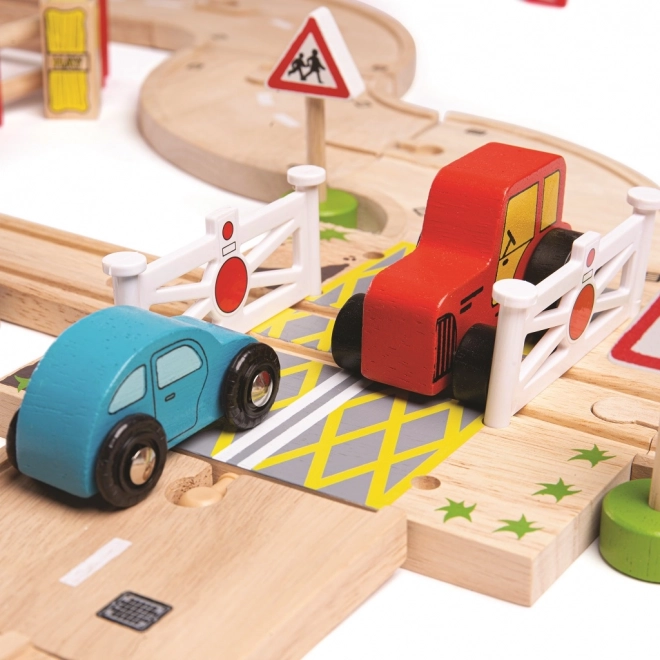 Bigjigs Rail Drewniana kolejka z wiejską drogą 80 części