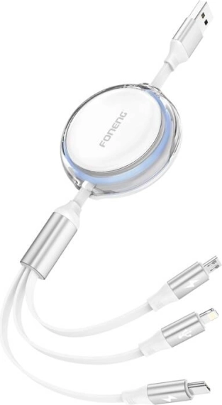 Foneng X113 kabel 3 w 1, 1,1 m, biały