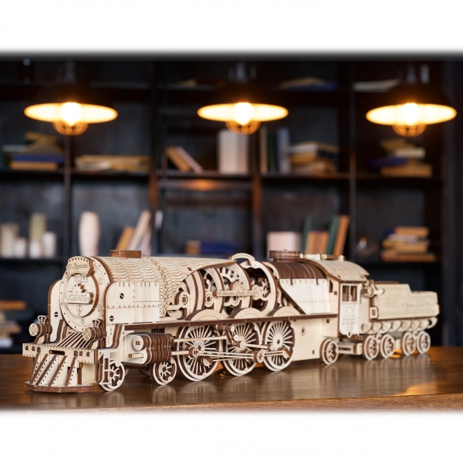Ugears 3D puzzle - Lokomotywa V-express z wagonem 538 elementów