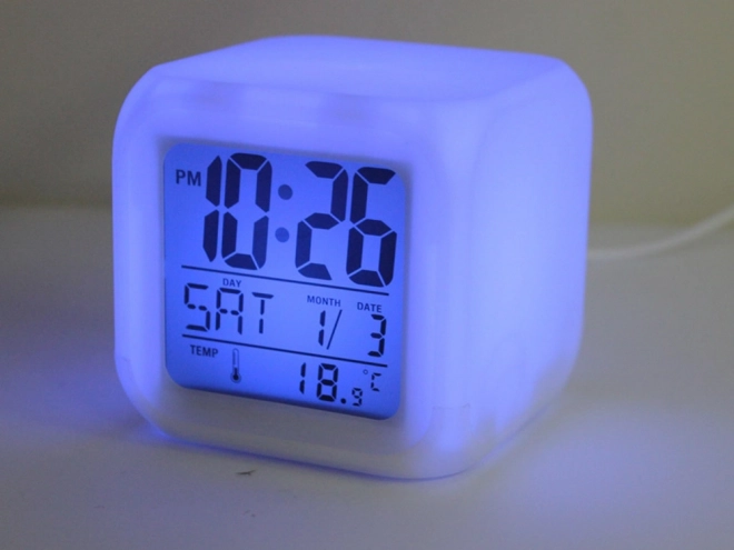 Budzik Chameleon z termometrem LCD i podświetleniem