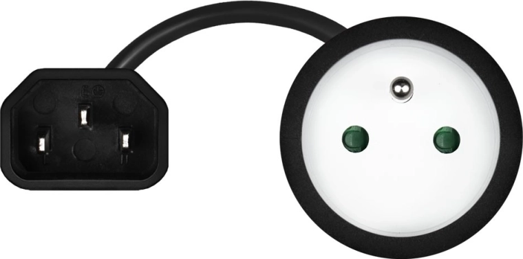 Dwa złącza: IEC C14 i CEE 7/5 (E)