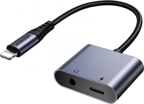 Adapter audio Joyroom 2 w 1 Lightning na 3,5 mm + Lightning czarny