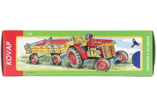 Traktor Zetor z przyczepą zielony na klucz metalowy 28cm Kovap w pudełku