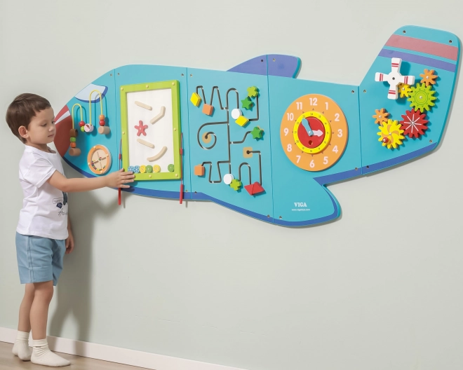 Drewniana tablica ścienna sensoryczna Samolot VIGA Montessori