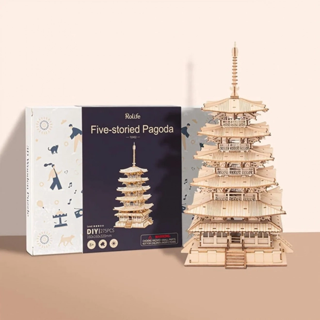 3D drewniane puzzle pięciopiętrowa pagoda