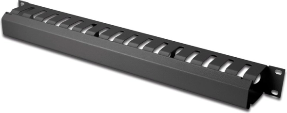 Organizer kabli 1U do szafy rack 19″, kanał kablowy, czarny RAL 9005