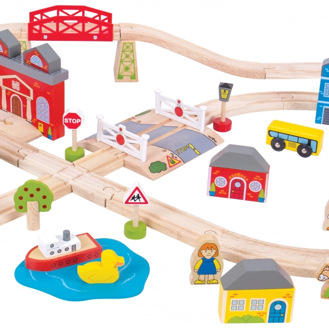 Bigjigs Rail Drewniana kolejka miasto i wieś 101 części