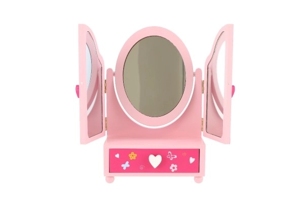 Lustro szkatułka na biżuterię Princess 3-częściowe szuflada drewno 16x25x8cm w pudełku
