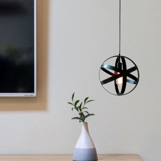 Lampa wisząca Loft, Industrial - kula, czarna