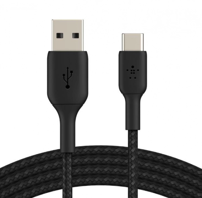 Pleciony kabel USB-C na USB-A 2m czarny
