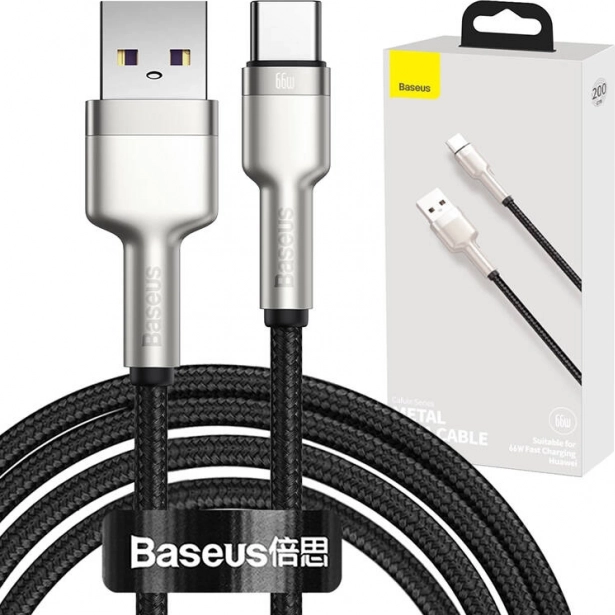 Kabel USB Baseus Cafule USB-C 66W 2m czarny