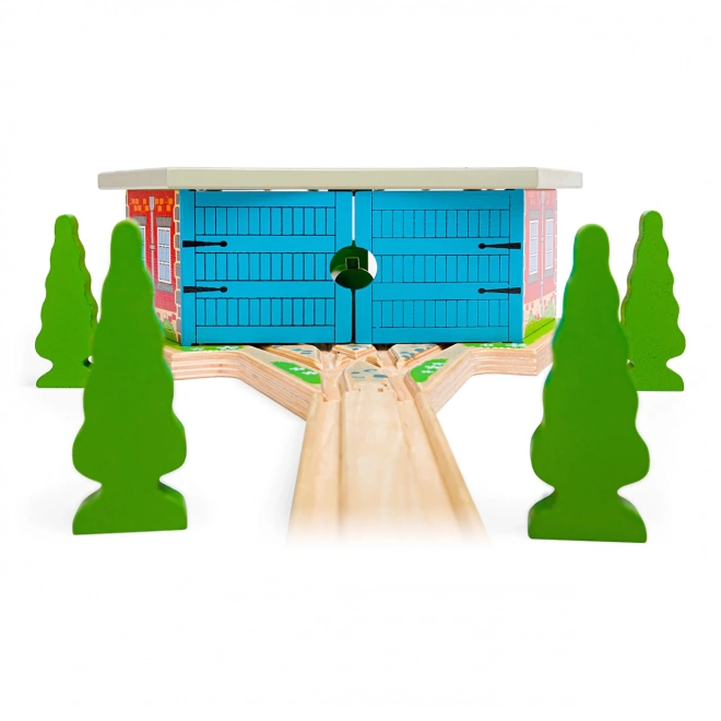 Bigjigs Rail Potrójny depo z drzwiami