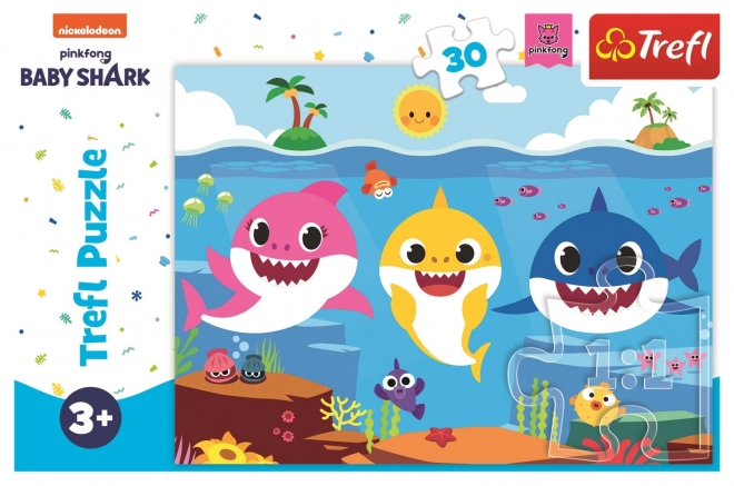 Puzzle Podwodny Świat Rekinów/Baby Shark 27x20cm 30 elementów w pudełku 21x14x4cm