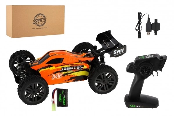 Samochód RC Buggy Bonzai Jubatus terenowy 30cm plastik 2,4GHz na baterie + 2x dodatkowy pakiet w pudełku 40x14x21 – Pomarańczowe
