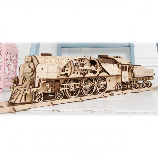 Ugears 3D puzzle - Lokomotywa V-express z wagonem 538 elementów
