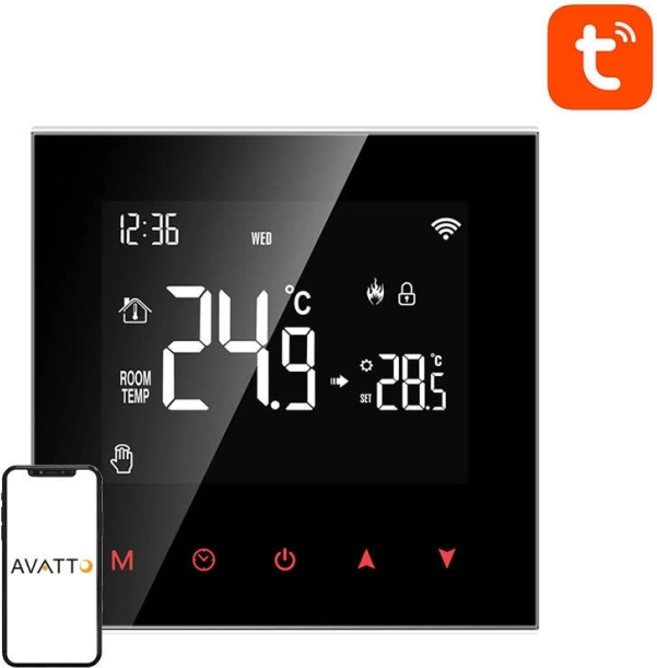 Inteligentny termostat do ogrzewania wodnego AVATTO z ZIGBEE i TUYA
