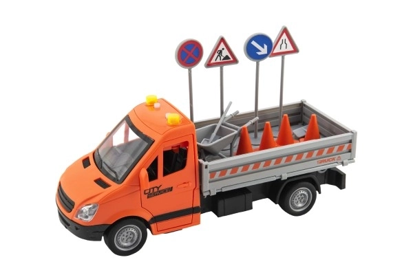 Auto utrzymania dróg plastik 25cm na napęd na baterie z dźwiękiem i światłem w pudełku 32x19x12cm