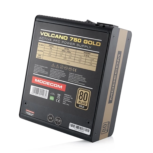 Zasilacz Modecom Volcano 750W Gold z wentylatorem 120mm
