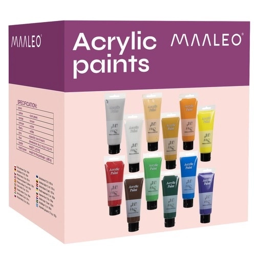 Farby akrylowe 12 szt. 100 ml Maaleo 20424