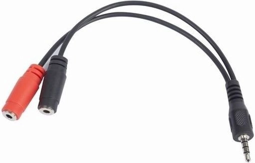 Adapter jack 4‑pin (M) na 2× jack (F) 20 cm