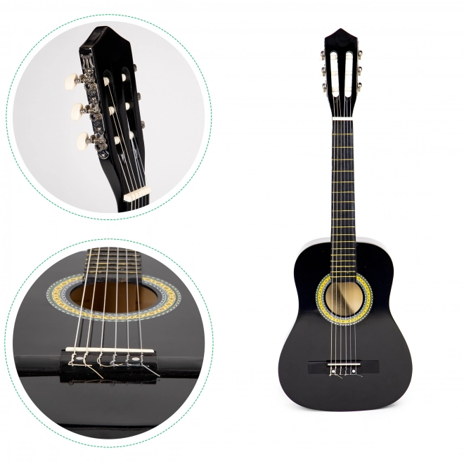 Duża drewniana gitara dziecięca 6 strun ECOTOYS – czarna