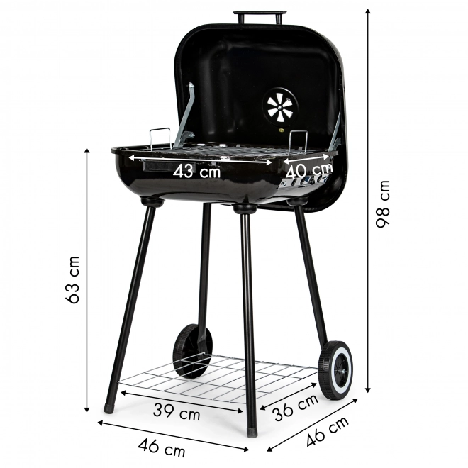 Grill ogrodowy z uchylną pokrywą + kółka