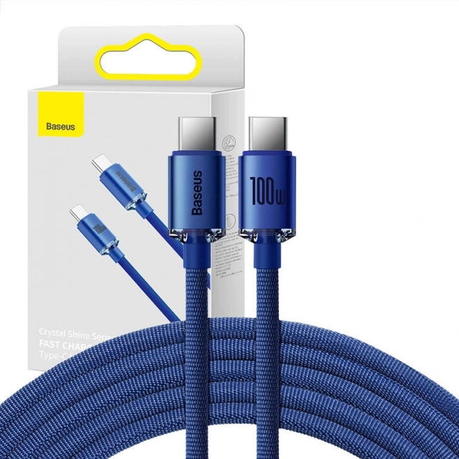 Baseus Crystal Shine kabel USB‑C na USB‑C 100 W, 1,2 m – Niebieski